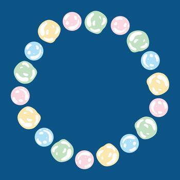 Bubble wreath, ring frame illustration. Floating bubble circle, bath motif. Iridescent bubble wreath, playful frame vector