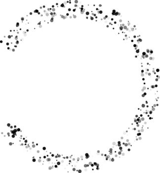 Circular formation composed of partially missing dots producing an eroded radial surface effect. vector