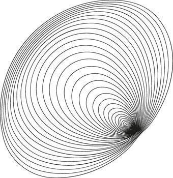 A circular design with oval-shaped contours integrated into the pattern, forming an organic and geometric balance. vector