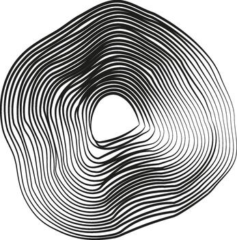 un circular diseño con un triangular agujero a sus centro, formado por geométrico líneas y orgánico patrones. vector