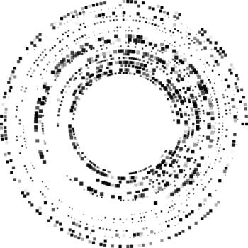 Radial composition built from curved dot lines producing a wavelike concentric circular formation. vector