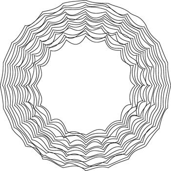 A circular shape forming a tunnel-like design, with concentric contours creating depth. vector