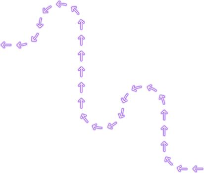 Arrow arrangement shapes a maze-like route combined with squared wave bends forming a structured neon directional contour. vector