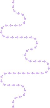 Asymmetric arrow route blends maze twists with squared wave segments forming a shifting neon directional contour. vector