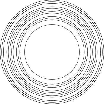 A circular design featuring concentric rings with a nested structure, creating a layered effect. vector