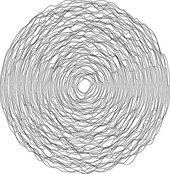 A circular design featuring a layered spiral, where each layer progressively expands outward in a smooth, symmetrical pattern. vector