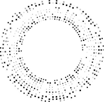 Pattern featuring a radial arrangement of textured dots forming a complete circular structure with varied density. vector