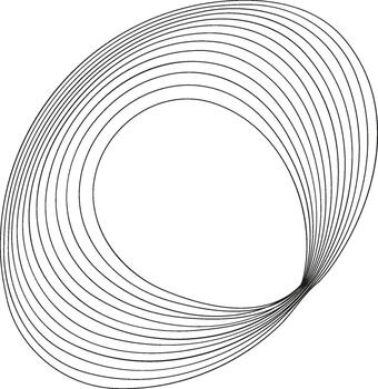 A circular design with a hollow center, surrounded by intricate lines forming concentric layers. vector