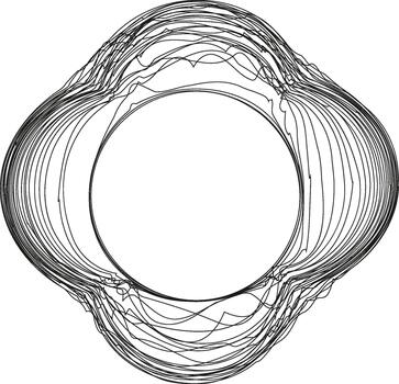 A circular design resembling a funnel shape, with swirling lines and a sense of motion towards the center. vector
