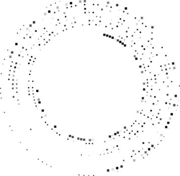 Arrangement of dots creating a dynamic circular form with varying spacing and radial flow. vector
