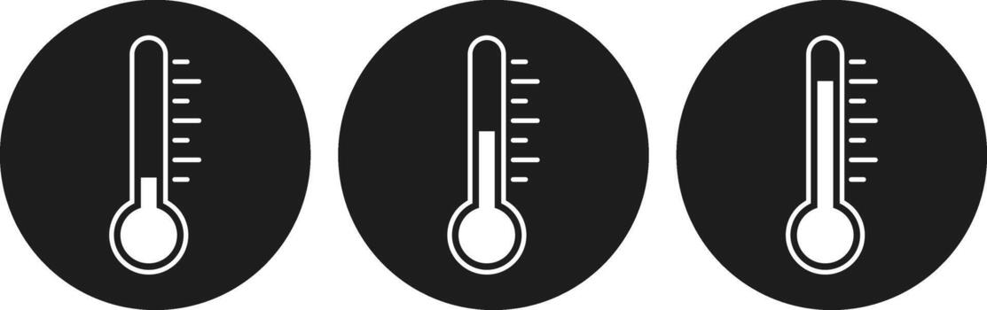 termómetro icono colocar. temperatura medición salud simbolos clima controlar y sensor datos interfaz. temperatura calibre y digital la licenciatura medición recopilación. vector