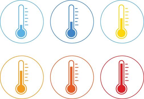 Thermometer Icon Set. Temperature Measurement Health Symbols. Climate Control and Sensor Data Interface. Temperature Gauge and Digital Degree Measurement vector