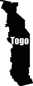 Togo black silhouette map with text label, transparent background, isolated, easy to edit vector