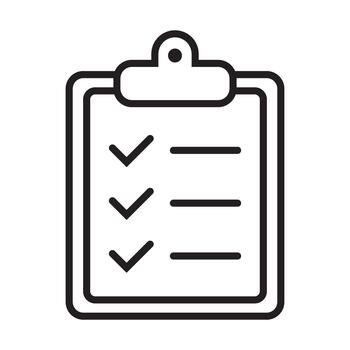 portapapeles línea icono servicio como un Lista de Verificación símbolo para Tareas y productividad vector