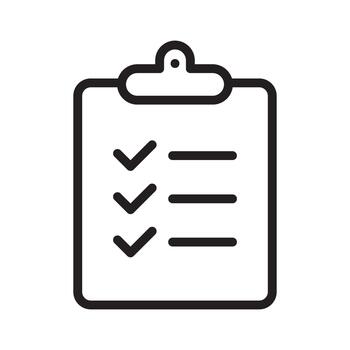 Lista de Verificación portapapeles línea icono para tarea administración vector