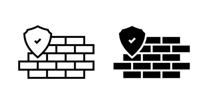 seguridad cortafuegos Iniciar sesión icono colocar. seguro cortafuegos icono concepto, seguridad sistema y Internet seguridad, lata utilizar para seguridad, proteger, cortafuegos, sistema, Internet. ilustración en blanco antecedentes. vector