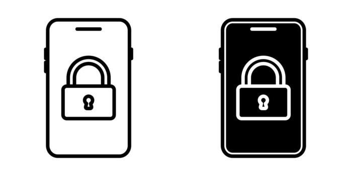 Safe Mode icon set. illustration of a mobile phone with a lock icon on the screen, representing security, protection, and privacy. illustration on white background vector
