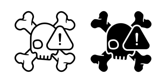 Security alert icon set. Flat Style Skull and Crossbones Danger Warning Sign Symbol Icon. illustration on white background. vector