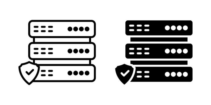 seguro servidor icono colocar. un minimalista ilustración de un seguro servidor apilar con un proteger icono. ilustración en blanco antecedentes. vector