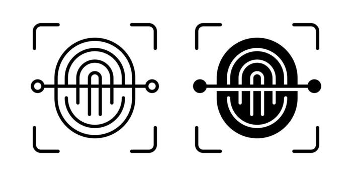 System Scan icon set. illustration of a fingerprint scan icon, representing security, access control, and biometric identification. illustration on white background. vector