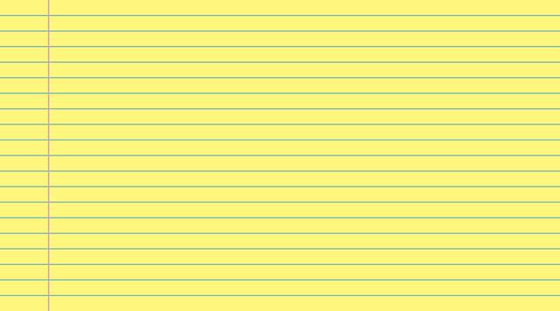 Yellow lined notebook paper. Notepad for notes. Sheet lined with blue stripes. Template used in design and advertising of school products. vector