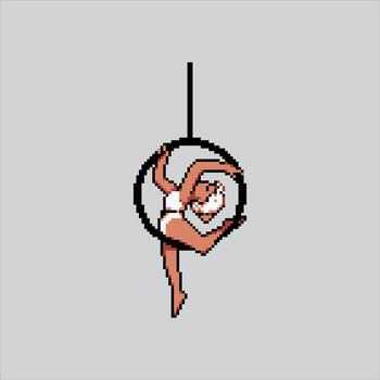 Pixel art illustration Trapeze Acrobat. Pixelated Circus Trapeze. Circus Trapeze Acrobat Icon pixelated for the pixel art game and icon for website and game. old school retro. vector