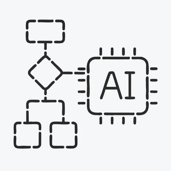 AI Flowchart Process Diagram Illustrating Artificial Intelligence Decision Making Machine Learning Algorithms vector