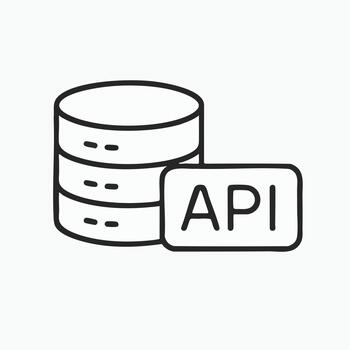 api base de datos conexión icono solicitud programación interfaz y datos servidor integración símbolo vector