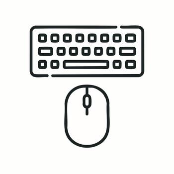 Modern Computer Keyboard and Mouse Icon Essential Digital Input Devices for Work and Technology Line Art Illustration vector