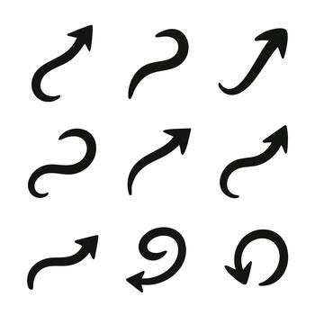 Hand Drawn Arrow Icons Set Art Creative Doodle Cursive Navigation Pointers Directional Scribble Arrows Collection for UI UX Design Guides Progress vector