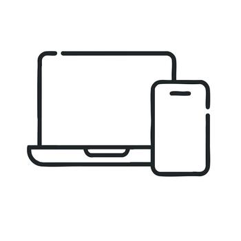 Responsive Design Laptop and Smartphone Outline Icon for Digital Communication Multi Device Technology and Web Connectivity vector