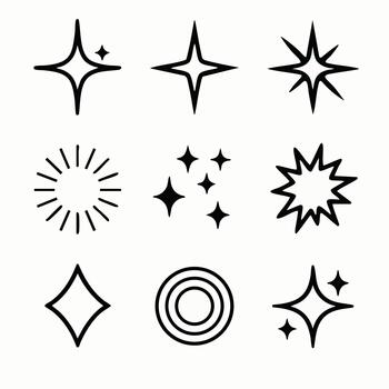 Modern Sparkle Shine Icons Set Star Burst Dazzle Elements for UI Web Graphic Design Projects vector