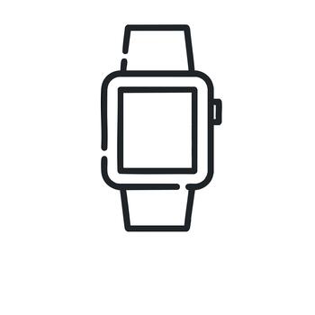 Smartwatch Line Icon Modern Wearable Technology Device Outline for UI UX Apps and Web Design Minimalist Digital Wristwatch Gadget Illustration vector