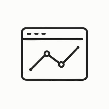 Hand Drawn Line Graph in Browser Window Icon Web Analytics Business Trends Digital Marketing Data Visualization Simple Doodle Style for SEO Financial Growth vector