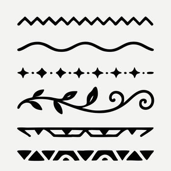 Hand Drawn Doodle Dividers Set Decorative Borders Lines for Rustic Design Web and Print Projects vector