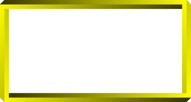 Bright yellow rectangular border frame with gradient shading giving a three dimensional or inset illusion vector