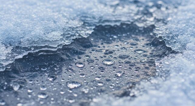 Close up of melting ice with water droplets creating a beautiful natural abstract pattern professional stock photography content photo
