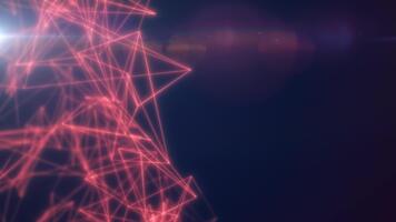 abstract netwerk van gloeiend rood licht lijnen vormen veelhoekige structuren en stralend verbindingen in beweging video