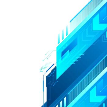 Modern Digital Tech Banner with Blue Geometric Element Isolated on Transparent Background. Blue cyber technology abstract background vector
