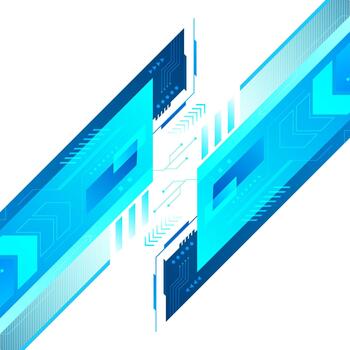 moderno futurista tecnología antecedentes con azul digital interfaz elementos, circuito patrones, y geométrico forma para tecnología, innovación, red, la seguridad cibernética, y digital transformación vector