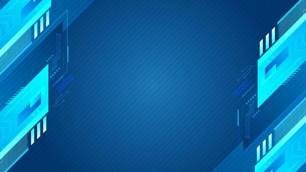 Futuristic Digital Technology Background. Abstract digital interface background with blue grid structure, arrow elements, and futuristic geometric shape vector