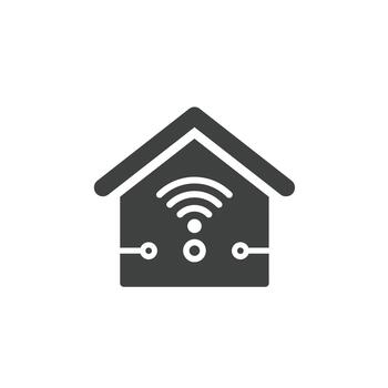 Smart home solid icon for modern real estate with automation and iot technology vector