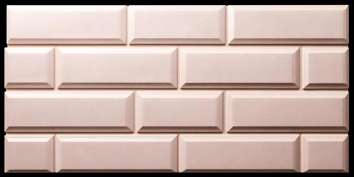 A soft peach colored rectangular subway tile pattern provides a clean modern background texture photo