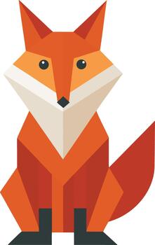 Abstract geometric fox design with vibrant color accents and clean lines vector