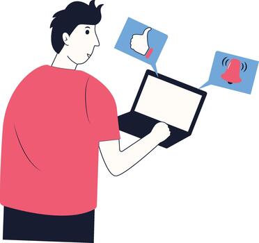 Man Creators Like and Subscribe Isolated on White Background vector