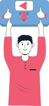 Man Creators Like and Subscribe with Flat Design vector