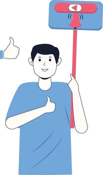 Man Creators Like and Subscribe in Flat Design vector