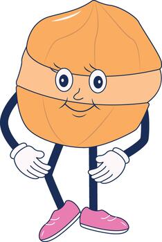 Groovy Biscuit Character with Cartoon Design. vector