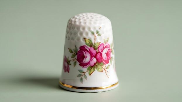 Thimble Collectible Sewing Antiques Rose Porcelain Memorabilia Crafting Needlework photo