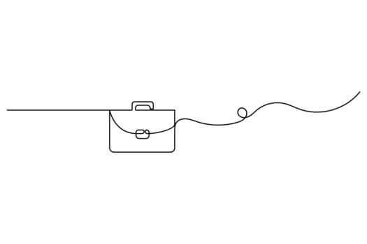 Briefcase one line drawing in minimalist continuous style vector